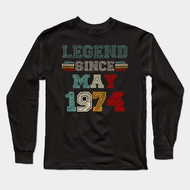 49 Years Old Legend Since May 1974 49th Birthday Long Sleeve T-Shirt by Red and Black Floral